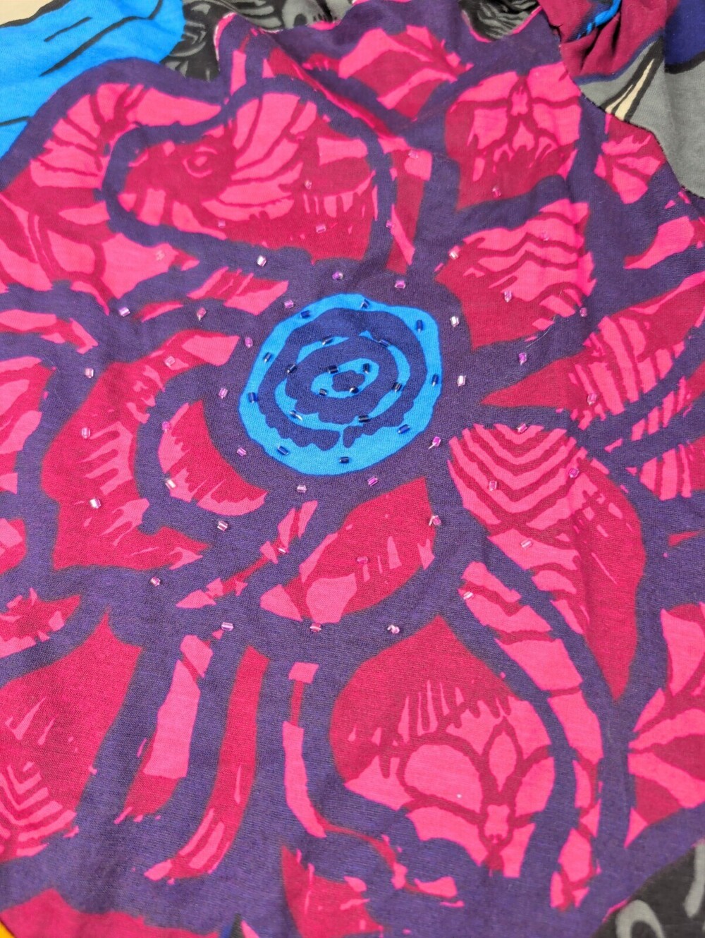 Desigual Vintage Y2K Patchwork Floral Knit Long Sleeve Top Large - Picture 9 of 13